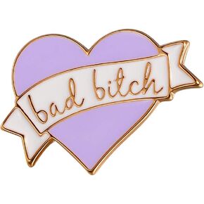 SENFAI I Love You Purple Enamel Heart Shaped Lapel Pin for Girls
