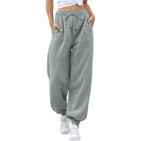 سراويل رياضية فضفاضة للنساء سراويل ركض ذات قاع ضيق عالية الخصر مرنة رياضية تناسب صالة السراويل مع جيوب in Kuwait