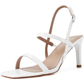 Mostrin Heels for Women Strappy Sandals Square Open Toe High Heel Sandals Ankle Strap Stiletto Heels for Party Wedding