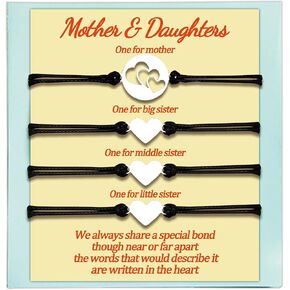Mootael Mother and 3 Daughters Bracelets Mom daughter Gifts Matching Bracelets for 4 Women Gifts for Little Girls Birthday Gift Mommy And Me Mothers Day Gifts Jewelry, Set of 4 Heart Love Gift in Kuwait