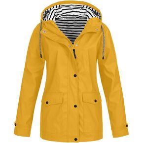 Tcremisa Women's Raincoats Waterproof Rain Jacket Lightweight Active Outdoor Hooded Trench Coats Zip Up Windbreaker