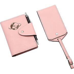Genuine Leather Passport Holder & Luggage Tag for Women & Men to Travel in Style & Keep Your Travel Documents Safe with Easy Access (Black) in Kuwait