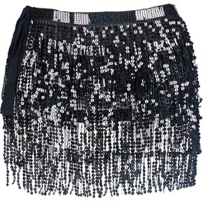 Women Belly Dance Skirt Fringe Skirts Sparkly Sequin Hip Scarf Party Costume