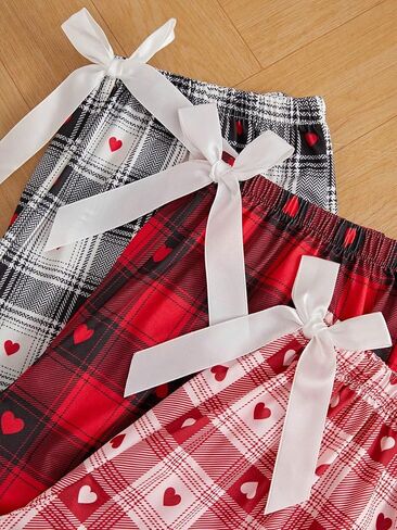 GORGLITTER Women's 3 Piece Plaid Pajama Bottoms Elastic Waist Sleeping Shorts in Kuwait
