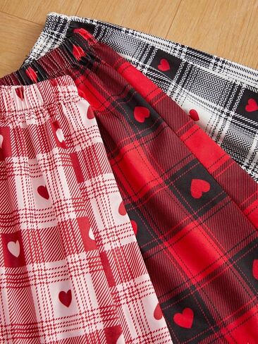 GORGLITTER Women's 3 Piece Plaid Pajama Bottoms Elastic Waist Sleeping Shorts in Kuwait