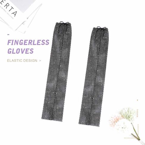GEMILY Rhinestone Gloves Sparkly Mesh Gloves Fashion Fingerless Gloves Rave Party Arm Sleeves Costumes for Women and Girls in Saudi Arabia