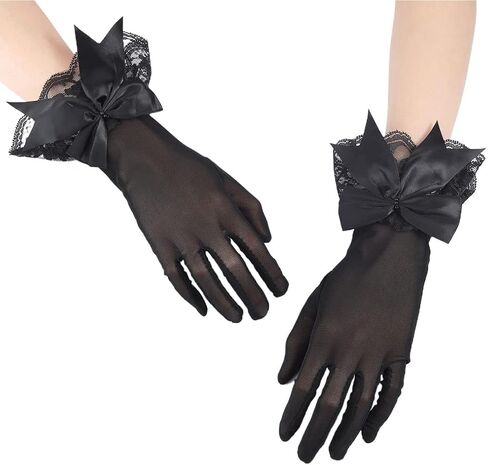 Aularso Women's Lace Gloves Short Stretchy Bridal Gloves Wrist Length Wedding Party Gloves Evening Banqust Accessiores in Kuwait