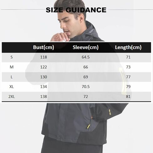 Eocicvvi سترة المطر للرجال سترة خفيفة الوزن مع غطاء رأس قابل للفصل سترة واقية للجبال والمشي لمسافات طويلة معطف واق من المطر غير رسمي in Kuwait