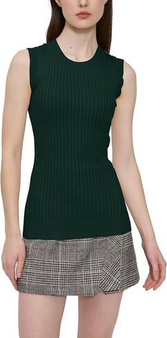v28 Women Crew Neck Sleeveless Stretchable Knit Sweater Shirts Tank Tops in Kuwait