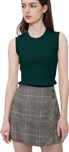 v28 Women Crew Neck Sleeveless Stretchable Knit Sweater Shirts Tank Tops in Kuwait