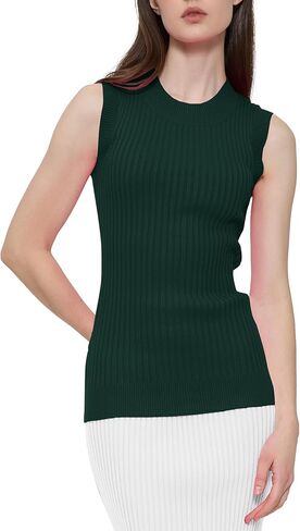 v28 Women Crew Neck Sleeveless Stretchable Knit Sweater Shirts Tank Tops in Kuwait
