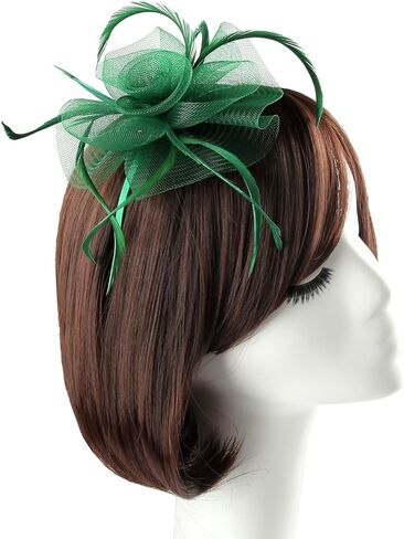 Acecharming قطع زينة قبعة زهرة سيناماي ريشة عقال كوكتيل الشاي حفلة أغطية الرأس كنتاكي قبعة الفتيات والنساء in Kuwait