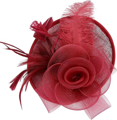 Acecharming قطع زينة قبعة زهرة سيناماي ريشة عقال كوكتيل الشاي حفلة أغطية الرأس كنتاكي قبعة الفتيات والنساء in Kuwait