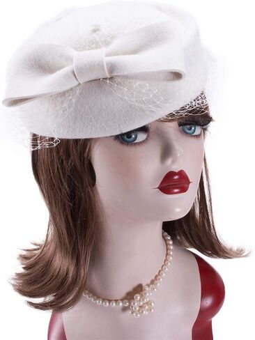 فستان نسائي من Lawliet Fascinator من الصوف ورأى قبعة دائرية وحجاب فيونكة لحفلات الزفاف A080 in Saudi Arabia