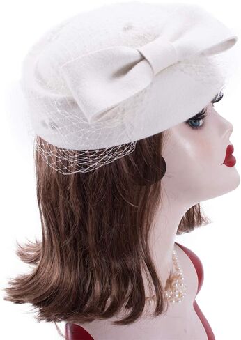 فستان نسائي من Lawliet Fascinator من الصوف ورأى قبعة دائرية وحجاب فيونكة لحفلات الزفاف A080 in Saudi Arabia