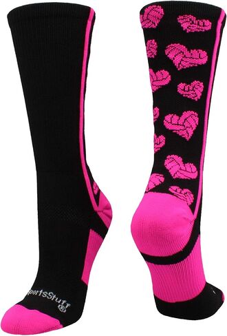 MadSportsStuff Crazy Love Volleyball Hearts Crew Socks in Saudi Arabia