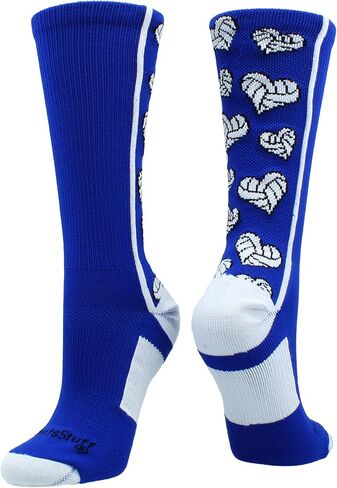 MadSportsStuff Crazy Love Volleyball Hearts Crew Socks in Saudi Arabia