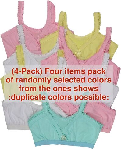 ToBeInStyle Girl's 4 Pack Elastic Crochet Trim Fold Over Cami Training Bras in Saudi Arabia