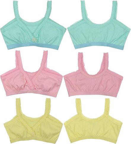 ToBeInStyle Girl's 4 Pack Elastic Crochet Trim Fold Over Cami Training Bras in Saudi Arabia