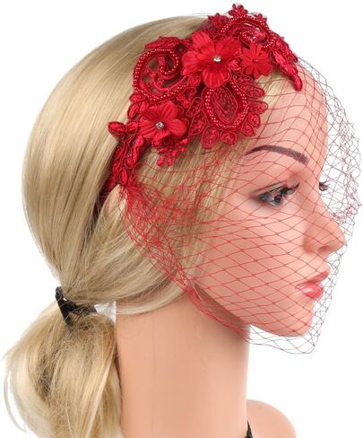 Beaupretty إمرأة قطع زينة قبعة الزفاف الحجاب الزفاف شبكة الدانتيل عقال الشاي حفلة أغطية الرأس الفاسناتور الحجاب عقال in Kuwait