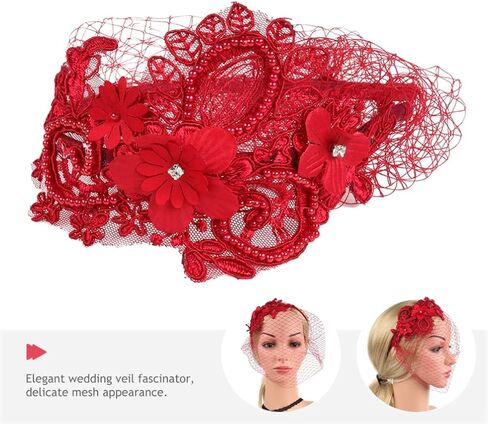 Beaupretty إمرأة قطع زينة قبعة الزفاف الحجاب الزفاف شبكة الدانتيل عقال الشاي حفلة أغطية الرأس الفاسناتور الحجاب عقال in Kuwait