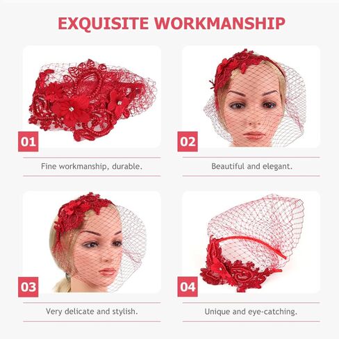 Beaupretty إمرأة قطع زينة قبعة الزفاف الحجاب الزفاف شبكة الدانتيل عقال الشاي حفلة أغطية الرأس الفاسناتور الحجاب عقال in Kuwait