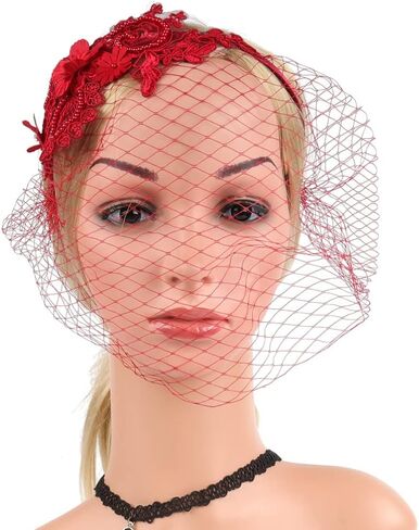 Beaupretty إمرأة قطع زينة قبعة الزفاف الحجاب الزفاف شبكة الدانتيل عقال الشاي حفلة أغطية الرأس الفاسناتور الحجاب عقال in Kuwait