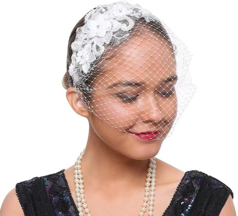 Beaupretty إمرأة قطع زينة قبعة الزفاف الحجاب الزفاف شبكة الدانتيل عقال الشاي حفلة أغطية الرأس الفاسناتور الحجاب عقال in Kuwait