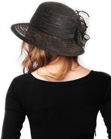 HATAMOTO Women's Organza Kentucky Derby Fascinator Hat Cloche Bowler Hat Cocktail Tea Party Wedding Sun Hat in Kuwait