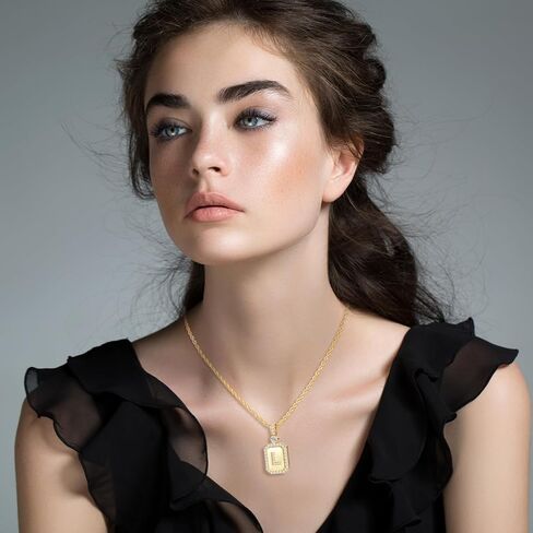24K Gold Plated Initial Necklace for Women, Anniversary Necklace Wife Birthday Gift for Her Jewelry Gifts for Girlfriend Friend Mother Day Christmas Gift for Women, A-Z Initial Square with Rope Chain in Saudi Arabia