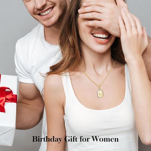 24K Gold Plated Initial Necklace for Women, Anniversary Necklace Wife Birthday Gift for Her Jewelry Gifts for Girlfriend Friend Mother Day Christmas Gift for Women, A-Z Initial Square with Rope Chain in Saudi Arabia