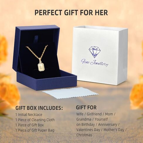 24K Gold Plated Initial Necklace for Women, Anniversary Necklace Wife Birthday Gift for Her Jewelry Gifts for Girlfriend Friend Mother Day Christmas Gift for Women, A-Z Initial Square with Rope Chain in Saudi Arabia
