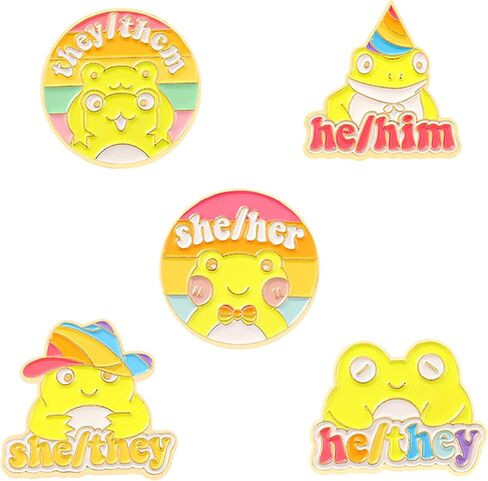 Studious Frog Enamel Lapel Pins for Kids/Girl, Cute Rainbow Animal Pins Badges for Clothes Colorful Pronoun Enamel Pins Jewelry Accessories Gift in Kuwait