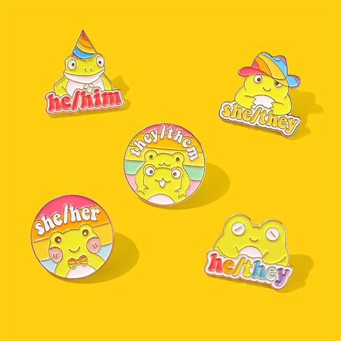 Studious Frog Enamel Lapel Pins for Kids/Girl, Cute Rainbow Animal Pins Badges for Clothes Colorful Pronoun Enamel Pins Jewelry Accessories Gift in Kuwait