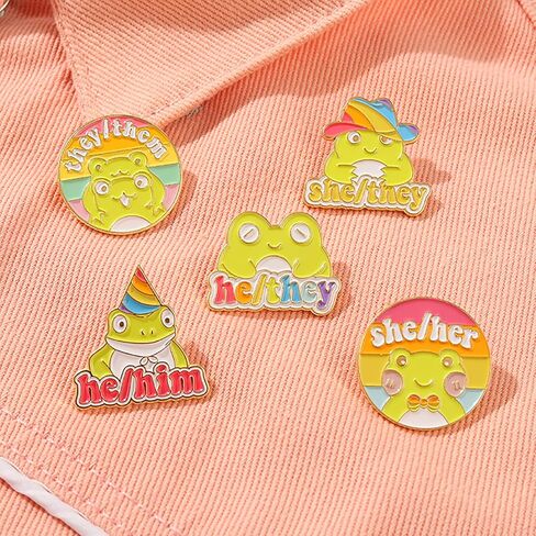 Studious Frog Enamel Lapel Pins for Kids/Girl, Cute Rainbow Animal Pins Badges for Clothes Colorful Pronoun Enamel Pins Jewelry Accessories Gift in Kuwait