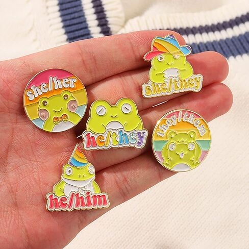Studious Frog Enamel Lapel Pins for Kids/Girl, Cute Rainbow Animal Pins Badges for Clothes Colorful Pronoun Enamel Pins Jewelry Accessories Gift in Kuwait