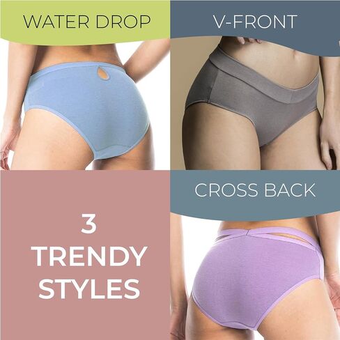 Shero Women's StayFresh Soothing & Breathable Underwear - Ideal for Sensitive Skin, Odor Control, Water Drop Hipster Design, Blue 2X in Saudi Arabia