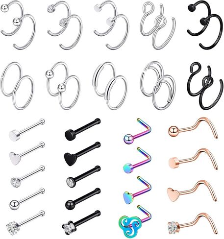 Stuppendux الأنف أقراط للأذن هوب الأنف ترصيع مسامير الأنف ثقب الأنف مجوهرات ثقب الغضروف مجوهرات للنساء الرجال in Kuwait