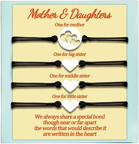 Mootael Mother and 3 Daughters Bracelets Mom daughter Gifts Matching Bracelets for 4 Women Gifts for Little Girls Birthday Gift Mommy And Me Mothers Day Gifts Jewelry, Set of 4 Heart Love Gift in Saudi Arabia
