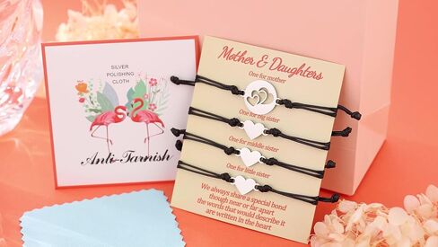 Mootael Mother and 3 Daughters Bracelets Mom daughter Gifts Matching Bracelets for 4 Women Gifts for Little Girls Birthday Gift Mommy And Me Mothers Day Gifts Jewelry, Set of 4 Heart Love Gift in Saudi Arabia