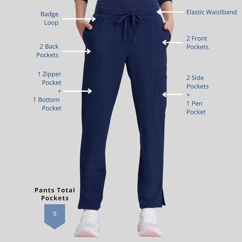 Care+Wear 9-Pocket Straight Leg Pants for Women – Moisture Wicking, Ultra-Soft, Wrinkle-Resistant Medical Scrub Pants in Saudi Arabia
