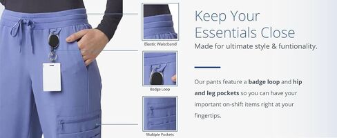 Care+Wear 9-Pocket Straight Leg Pants for Women – Moisture Wicking, Ultra-Soft, Wrinkle-Resistant Medical Scrub Pants in Saudi Arabia