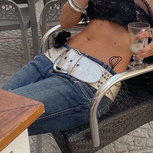 ABYOVRT حزام نسائي عتيق Y2k أحزمة جلدية كونشو برشام راعية البقر الغربية E Girl 90s إكسسوارات لفستان التنانير والسراويل in Kuwait