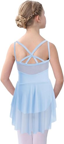 IBAKOM Ballet Leotards for Girls Mesh Sheer Dance Tutu Criss-Cross Back Ballet Dance Dress Gymnastics Leotard Dance Skirt in Saudi Arabia