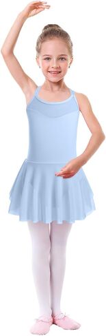 IBAKOM Ballet Leotards for Girls Mesh Sheer Dance Tutu Criss-Cross Back Ballet Dance Dress Gymnastics Leotard Dance Skirt in Saudi Arabia