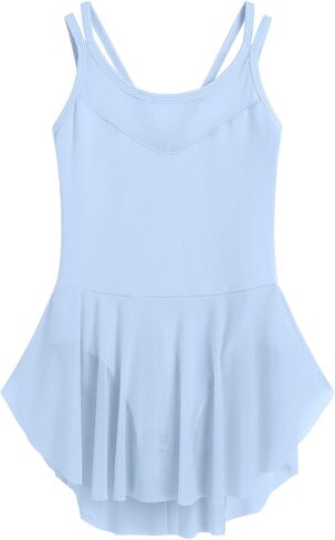 IBAKOM Ballet Leotards for Girls Mesh Sheer Dance Tutu Criss-Cross Back Ballet Dance Dress Gymnastics Leotard Dance Skirt in Saudi Arabia