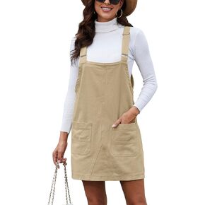 فستان EVITGOF النسائي من الدنيم بأشرطة قابلة للتعديل وجيوب أمامية من الجينز in Kuwait