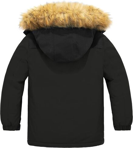 wantdo Boys' Waterproof Ski Jacket Warm Winter Jacket Coat with Removable Faux Fur Hood in Saudi Arabia