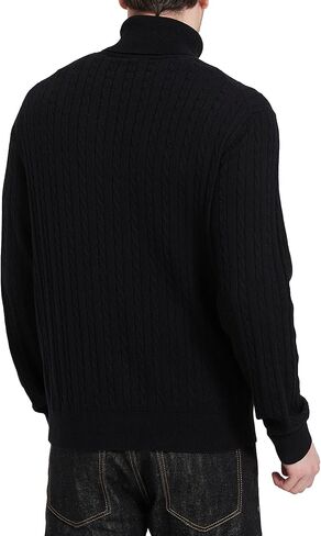 Kallspin Men's Turtle Neck Pullover Wool Blend Lightweight Cable-Knit Pullover Sweater in Kuwait