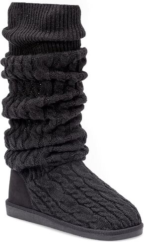 حذاء JustFab Brittany النسائي ذو الجورب الصوفي - حذاء نسائي منسوج، جورب غامض، حذاء مسطح، أحذية طويلة للنساء، أحذية طويلة وأحذية طويلة للنساء - حذاء كاجوال للنساء in Kuwait